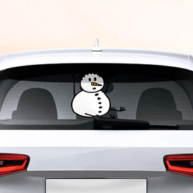 Наклейка на авто - для заднего стекла с принтом Снеговик в дудл стиле в Екатеринбурге, ПВХ | Точные размеры наклейки зависят от выбранного изображения (ширина не больше 75 мм, высота не больше 45 мм) | Тематика изображения на принте: дудл | зима | зимний | нарисованный | от руки | снег | снеговик