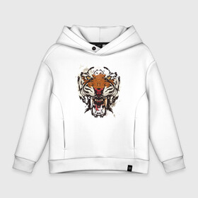 Детское худи Oversize хлопок с принтом Angry Tiger watercolor в Екатеринбурге, френч-терри — 70% хлопок, 30% полиэстер. Мягкий теплый начес внутри —100% хлопок | боковые карманы, эластичные манжеты и нижняя кромка, капюшон на магнитной кнопке | Тематика изображения на принте: 2022 | 2022 год | happy new year | santa | год тигра | дед мороз | каникулы | мороз | новогодний свитер | новый год | новый год 2022 | новый год тигра | оливье | праздник | рождество | санта клаус | свитер новогодний