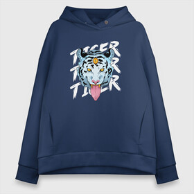 Женское худи Oversize хлопок с принтом A tiger with a third eye в Екатеринбурге, френч-терри — 70% хлопок, 30% полиэстер. Мягкий теплый начес внутри —100% хлопок | боковые карманы, эластичные манжеты и нижняя кромка, капюшон на магнитной кнопке | 2022 | 2022 год | happy new year | santa | год тигра | дед мороз | каникулы | мороз | новогодний свитер | новый год | новый год 2022 | новый год тигра | оливье | праздник | рождество | санта клаус | свитер новогодний