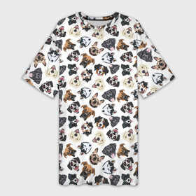 Платье-футболка 3D с принтом Разные Породы Собак в Екатеринбурге,  |  | animal | dog | барбос | бобик | год собаки | друг человека | животное | зверь | ищейка | кинолог | кость | лайка | лапы | пес | собака | собачка | хищник | четвероногий | шарик | щенок