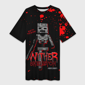 Платье-футболка 3D с принтом WITHER SKELETON в Екатеринбурге,  |  | craft | mine | minecraft | wither skeleton | блоки | визерскелет | вооружённый каменным мечом | враждебный моб | добывать | компьютерная игра | крафт | кубики | майн | майнкрафт | манкрафт | ремесло