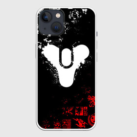 Чехол для iPhone 13 с принтом DESTINY 2 RED  WHITE PATTERN LOGO в Екатеринбурге,  |  | bungie | cayde 6 | cyd6 | destiny | destiny 2 | forsaken | gambit | ghost | hunter | light | mara sov | titan | warlock | банги | варлок | габмит | дестини | дестини 2 | зур | кейд | кейд 6 | коро | мара сов | отвергнутые 