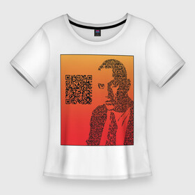 Женская футболка 3D Slim с принтом QR Маяковский в Екатеринбурге,  |  | qr код | qrкод | арт | маяковский | поэт | стихи