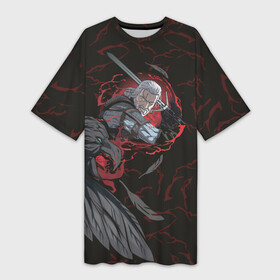 Платье-футболка 3D с принтом Кровь дракона и смелый Ведьмак в Екатеринбурге,  |  | ведьмак | кровь дракона | лорд карлайл