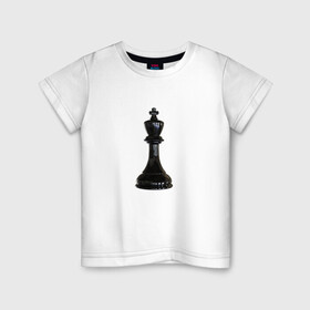 Детская футболка хлопок с принтом Шахматная фигура Чёрный король в Екатеринбурге, 100% хлопок | круглый вырез горловины, полуприлегающий силуэт, длина до линии бедер | Тематика изображения на принте: игра | игровая | игры | короли | король | логика | логичные | настольная | настольные | спорт | спортивная | фигура | фигурка | фигурки | фигуры | чёрные | чёрный | шахматный | шахматы