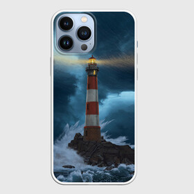 Чехол для iPhone 13 Pro Max с принтом НОЧНОЙ МАЯК в Екатеринбурге,  |  | light | night | ocean | sea | буря | волны | маяк | море | ночь | океан | пейзаж | природа | свет | стихия