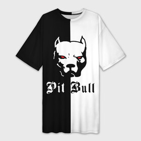 Платье-футболка 3D с принтом Pit Bull (боец) в Екатеринбурге,  |  | boxer | bulldog | fighting dog | pit bull | барбос | бобик | бойцовская собака | бойцовский пес | боксер | бульдог | волкодав | год со | друг человека | животное | зверь | ищейка | кинолог | кость | лайка | лапы | лев | пес