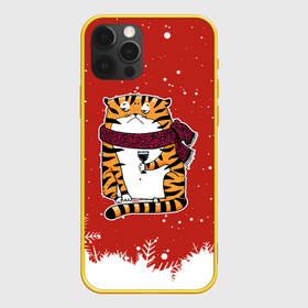 Чехол для iPhone 12 Pro с принтом грустный тигр с бокалом вина в Екатеринбурге, силикон | область печати: задняя сторона чехла, без боковых панелей | 2022 | год тигра | новый год | новый год 2022 | символ года | тигр | тигренок | тигрица | тигры