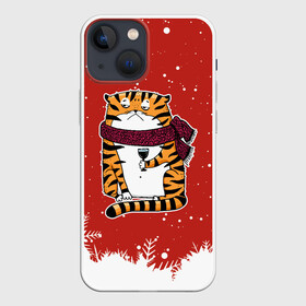 Чехол для iPhone 13 mini с принтом грустный тигр с бокалом вина в Екатеринбурге,  |  | Тематика изображения на принте: 2022 | год тигра | новый год | новый год 2022 | символ года | тигр | тигренок | тигрица | тигры
