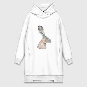 Платье-худи хлопок с принтом А 022 Заяц в Екатеринбурге,  |  | графика | зайка | заяц | кролик | мило | поп арт | цветные карандаши