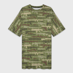 Платье-футболка 3D с принтом Оружие (камуфляж) в Екатеринбурге,  |  | 23 февраля | 9 мая | camouflage | military | автомат | армия | боец | вдв | винтовка | вмф | воин | война | вооруженные силы | гранатомет | гру | защитник отечества | калашников | камуфляж | кгб | мвд | милитари | мчс