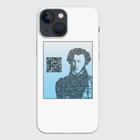 Чехол для iPhone 13 mini с принтом QR   Пушкин в Екатеринбурге,  |  | lockdown | qr код | литература | портрет | поэт | пушкин