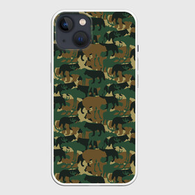 Чехол для iPhone 13 с принтом Звери (камуфляж) в Екатеринбурге,  |  | animals | camouflage | hunter | hunting | military | zoo | волк | дикая природа | егерь | животные | звери | зоопарк | камуфляж | лес | лиса | лось | медведь | милитари | олень | оружие | охота | охота на волка | охота на зайца