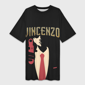 Платье-футболка 3D с принтом Винченцо в Екатеринбурге,  |  | vincenzo | винценцо | галстук | кассано | пистолет | со джунки