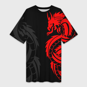 Платье-футболка 3D с принтом КРАСНЫЙ ДРАКОН ТАТУ  RED DRAGON TATTOO в Екатеринбурге,  |  | anime | blood | dragon | japan | katana | knight | samurai | senpai | snake | sun | warior | аниме | воин | дракон | животные | змея | катана | красный дракон | кровавая | кровавый | кровь | луна | меч | мифология | сакура | самураи | самурай |