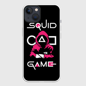 Чехол для iPhone 13 с принтом Squid game: guard killer в Екатеринбурге,  |  | action adventure | ci | hitman | killer | security guards | south korean | squid game | survival game | thriller | triangle | web series | веб сериал | игра в кальмара | игра на выживание | квадрат | круг | охранники | приключенческий боевик | тр