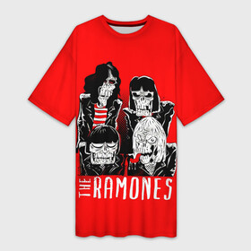 Платье-футболка 3D с принтом Deadmones в Екатеринбурге,  |  | alternative | music | punk | punkrock | ramones | ramons | rock | альтернатива | музыка | панк | панкрок | рамонс | рок