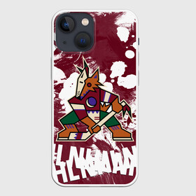 Чехол для iPhone 13 mini с принтом Аризона Койотис, НХЛ в Екатеринбурге,  |  | arizona | arizona coyotes | coyotes | hockey | nhl | usa | аризона | аризона койотис | койотис | нхл | спорт | сша | феникс | финикс койотс | хоккей | шайба