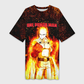 Платье-футболка 3D с принтом Сайтама в огне  One Punch Man в Екатеринбурге,  |  | hagemanto | one punch man | one punchman | onepunchman | saitama | sensei | аниме | ван панч мен | ванпанчмен | лысый плащ | манга | сайтама | сильнейший человек | учитель | человек одинудар | человек одного удара