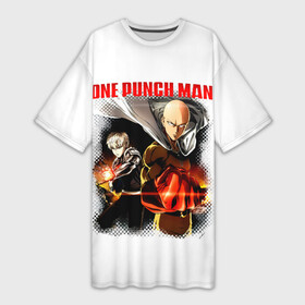 Платье-футболка 3D с принтом Сайтама и Генос One Punch Man в Екатеринбурге,  |  | genos | genoсide | hagemanto | jenosu | one punch man | one punchman | onepunchman | oni saibogu | saitama | sensei | аниме | ван панч мен | ванпанчмен | генос | кибердемон | кибернетическое тело | лысый плащ | манга | сайтама | сильнейший человек
