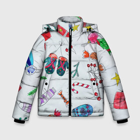 Зимняя куртка для мальчиков 3D с принтом шарики фонарики в Екатеринбурге, ткань верха — 100% полиэстер; подклад — 100% полиэстер, утеплитель — 100% полиэстер | длина ниже бедра, удлиненная спинка, воротник стойка и отстегивающийся капюшон. Есть боковые карманы с листочкой на кнопках, утяжки по низу изделия и внутренний карман на молнии. 

Предусмотрены светоотражающий принт на спинке, радужный светоотражающий элемент на пуллере молнии и на резинке для утяжки | вечеринка | гирлянды | дед мороз | диджей | диско | дискотека | ёлка | ель | зима | игрушки | конкурс | мишура | новый год | рождество | снег | снегурочка | снежинка | танец