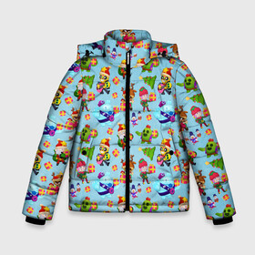 Зимняя куртка для мальчиков 3D с принтом Brawl Stars Christmas Pattern в Екатеринбурге, ткань верха — 100% полиэстер; подклад — 100% полиэстер, утеплитель — 100% полиэстер | длина ниже бедра, удлиненная спинка, воротник стойка и отстегивающийся капюшон. Есть боковые карманы с листочкой на кнопках, утяжки по низу изделия и внутренний карман на молнии. 

Предусмотрены светоотражающий принт на спинке, радужный светоотражающий элемент на пуллере молнии и на резинке для утяжки | 2022 | brawl | brawl stars | brock | bull | colt | elprimo | jessie | leon | nita | shelly | stars | брок | булл | джесси | кольт | леон | новогоднее | новый год | рождество | шелли | эльпримо