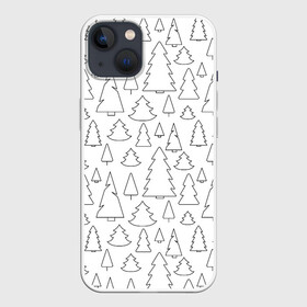 Чехол для iPhone 13 с принтом Простые елочки в Екатеринбурге,  |  | белый | елка | елочка | зима | зимний | простой узор