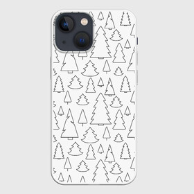 Чехол для iPhone 13 mini с принтом Простые елочки в Екатеринбурге,  |  | белый | елка | елочка | зима | зимний | простой узор