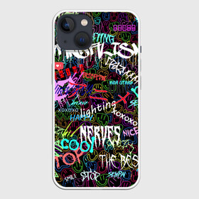 Чехол для iPhone 13 с принтом neon graffiti | Smile в Екатеринбурге,  |  | bright | graffiti | inscriptions | neon | smile | абстракция | граффити | надписи | неон | смайлы