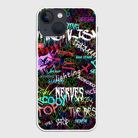 Чехол для iPhone 13 mini с принтом neon graffiti | Smile в Екатеринбурге,  |  | bright | graffiti | inscriptions | neon | smile | абстракция | граффити | надписи | неон | смайлы