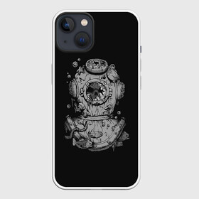 Чехол для iPhone 13 с принтом Sea Devil в Екатеринбурге,  |  | bones | corpse | dead | depth | devil | diver | fish | head | ocean | scuba | sea | skull | spacesuit | water | world | акваланг | вода | глубина | голова | дайвер | дьявол | кости | мертвец | мертвые | мертвый | мировой | море | морской | океан | рыбы | 