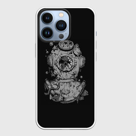 Чехол для iPhone 13 Pro с принтом Sea Devil в Екатеринбурге,  |  | bones | corpse | dead | depth | devil | diver | fish | head | ocean | scuba | sea | skull | spacesuit | water | world | акваланг | вода | глубина | голова | дайвер | дьявол | кости | мертвец | мертвые | мертвый | мировой | море | морской | океан | рыбы | 