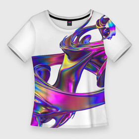 Женская футболка 3D Slim с принтом Голографический ураган в Екатеринбурге,  |  | голографический | исскуство | радуга | ураган | циклон