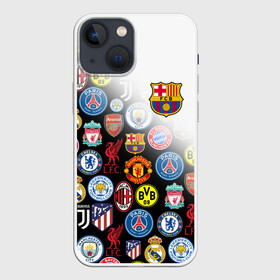 Чехол для iPhone 13 mini с принтом FC BARCELONA LOGOBOMBING в Екатеринбурге,  |  | Тематика изображения на принте: barca | barcelona | fc barca | барка | барселона