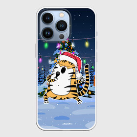 Чехол для iPhone 13 Pro с принтом Тигр поел у елки в Екатеринбурге,  |  | Тематика изображения на принте: 2022 | год тигра | новый год | новый год 2022 | символ года | тигр | тигренок | тигрица | тигры