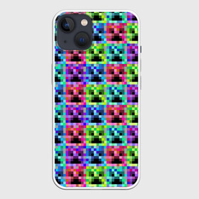 Чехол для iPhone 13 с принтом МАЙНКРАФТ   MINECRAFT ЦВЕТНЫЕ КРИПЕРЫ в Екатеринбурге,  |  | Тематика изображения на принте: block | creeper | cube | minecraft | pixel | tnt | блок | геометрия | крафт | крипер | кубики | майнкрафт | пиксели | тнт