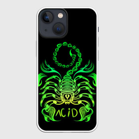 Чехол для iPhone 13 mini с принтом Acid scorpion в Екатеринбурге,  |  | acid | acid scorpion | scorpion | кислота | кислотный скорпион | неон | неоновые узоры | скорпион | узоры