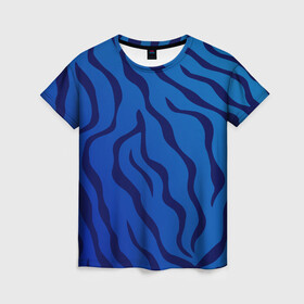 Женская футболка 3D с принтом ВОДЯНОЙ ТИГР СИМВОЛ 2022 в Екатеринбурге, 100% полиэфир ( синтетическое хлопкоподобное полотно) | прямой крой, круглый вырез горловины, длина до линии бедер | 2022 символ | в топе | в тренде | год тигра | новый год | тигр | тигровый принт