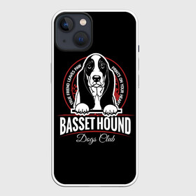 Чехол для iPhone 13 с принтом Бассет Хаунд (Basset Hound) в Екатеринбурге,  |  | animal | dog | hunter | бассет хаунд | год собаки | гончая собака | друг человека | животное | зверь | кинолог | легавая | охотник | пёс | порода собак | собака бассет хаунд | собаковод | четвероногий