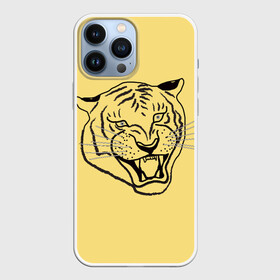 Чехол для iPhone 13 Pro Max с принтом тигр на золотом фоне в Екатеринбурге,  |  | art line | chinese calendar | contour | golden | head | mascot | muzzle | new year | symbol | tiger | year of the tiger | арт лайн | год тигра | голова | золотой | китайский календарь | контур | новогодний | новый год | символ | талисман | тигр