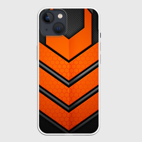 Чехол для iPhone 13 с принтом НАНО БРОНЯ | NANO ARMOR в Екатеринбурге,  |  | 3d | arm | armor | armour | futuristic | nano | neon | orange | steel | броня | линии | нано | неон | неоновый | оранжевый | плиты | сетка | соты | сталь | стальная | стрелки | футуристичная