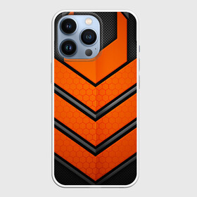 Чехол для iPhone 13 Pro с принтом НАНО БРОНЯ | NANO ARMOR в Екатеринбурге,  |  | 3d | arm | armor | armour | futuristic | nano | neon | orange | steel | броня | линии | нано | неон | неоновый | оранжевый | плиты | сетка | соты | сталь | стальная | стрелки | футуристичная