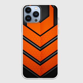 Чехол для iPhone 13 Pro Max с принтом НАНО БРОНЯ | NANO ARMOR в Екатеринбурге,  |  | 3d | arm | armor | armour | futuristic | nano | neon | orange | steel | броня | линии | нано | неон | неоновый | оранжевый | плиты | сетка | соты | сталь | стальная | стрелки | футуристичная