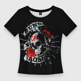 Женская футболка 3D Slim с принтом Ганз энд роузес в Екатеринбурге,  |  | alternative | guns n roses | metall | music | rock | альтернатива | ганс энд росес | металл | музыка | пушки и розы | рок