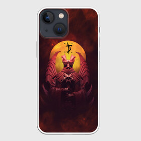 Чехол для iPhone 13 mini с принтом Doom DLC Statue (+спина) в Екатеринбурге,  |  | demons | devil | doom | doom eternal | doom slayer | hell | logo | ад | демон | демоны | дум | лого | логотип