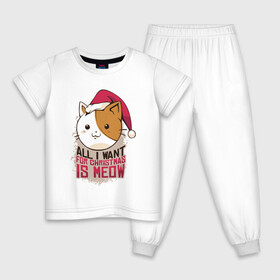 Детская пижама хлопок с принтом Christmas Cat в Екатеринбурге, 100% хлопок |  брюки и футболка прямого кроя, без карманов, на брюках мягкая резинка на поясе и по низу штанин
 | art | cat | christmas | kitty | new year | арт | кот | котик | новый год | рождество