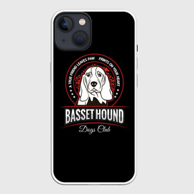 Чехол для iPhone 13 с принтом Бассет Хаунд (Basset Hound) в Екатеринбурге,  |  | animal | dog | hunter | бассет хаунд | год собаки | гончая собака | друг человека | животное | зверь | кинолог | легавая | охотник | охотничья собака | пёс | порода собак | собака бассет хаунд | собаковод