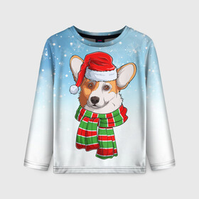 Детский лонгслив 3D с принтом Новогодний Корги   New Years Corgi в Екатеринбурге, 100% полиэстер | длинные рукава, круглый вырез горловины, полуприлегающий силуэт
 | christmas | corgi | dog | santa | дед мороз | елка | зима | корги | новый год | рождество | санта | снег | снегурочка | снежинка | собака | собачка | щенок