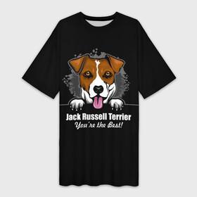 Платье-футболка 3D с принтом Джек Рассел Терьер (Jack Russell Terrier) в Екатеринбурге,  |  | animal | dog terrier | jack russell terrier | год собаки | джек рассел терьер | друг человека | животное | зверь | кинолог | охотничья собака | пёс | пёсик | собака джек рассел терьер | собаковод | терьер