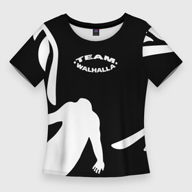 Женская футболка 3D Slim с принтом ВАЛЬГАЛЛА ТИМ  WALHALLA TEAM LOOGO в Екатеринбурге,  |  | anime | draken | mikey | tokyorevengers | walhalla | аниме | вальгала | дракен | иероглифы | кэн | манга | мандзиро | микки | рюгудзи | сано | символы | токийские мстители